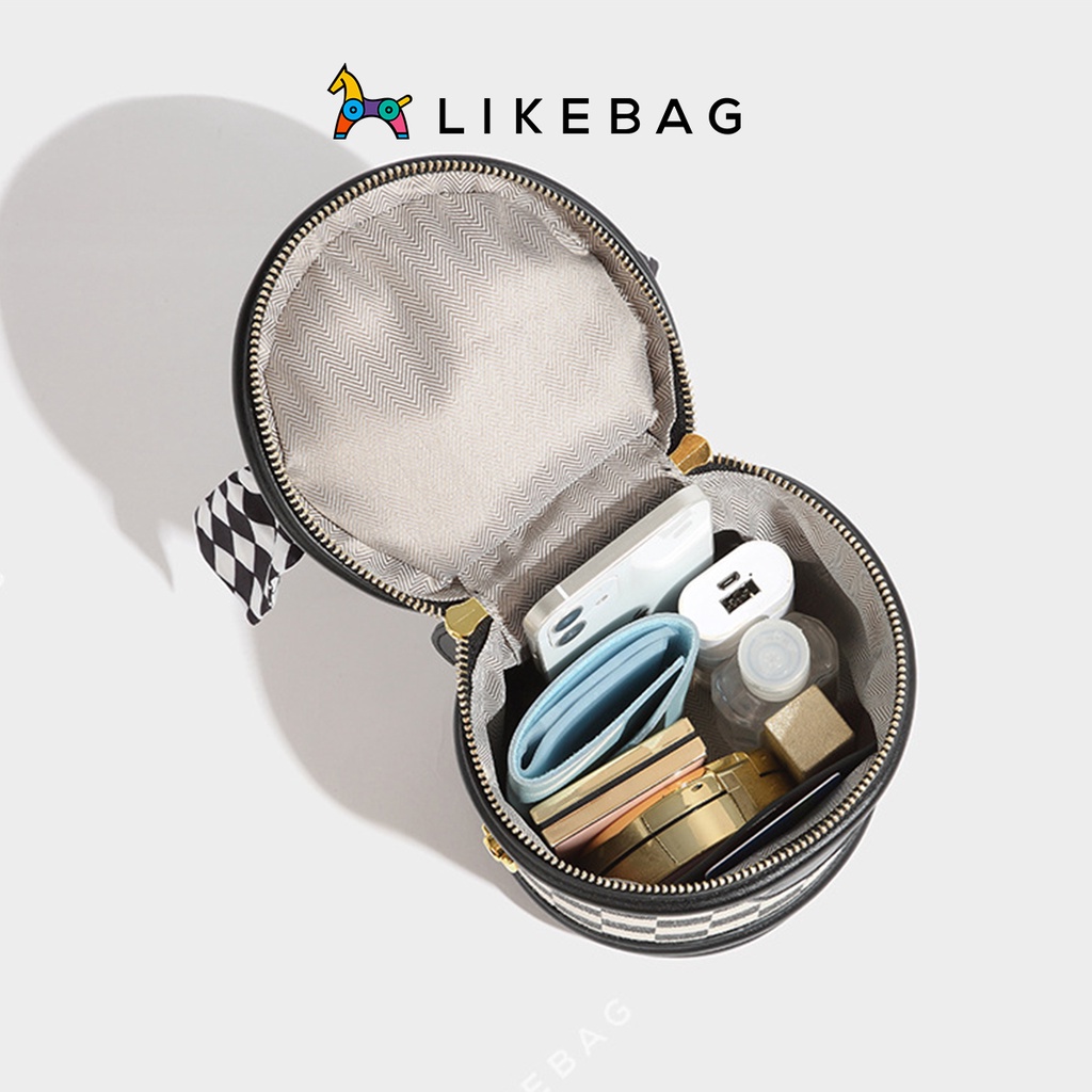 Túi xách đeo vai nữ thời trang LIKEBAG kẻ caro hình trụ đa năng chính hãng 210XK6850-3 - LIBAGI