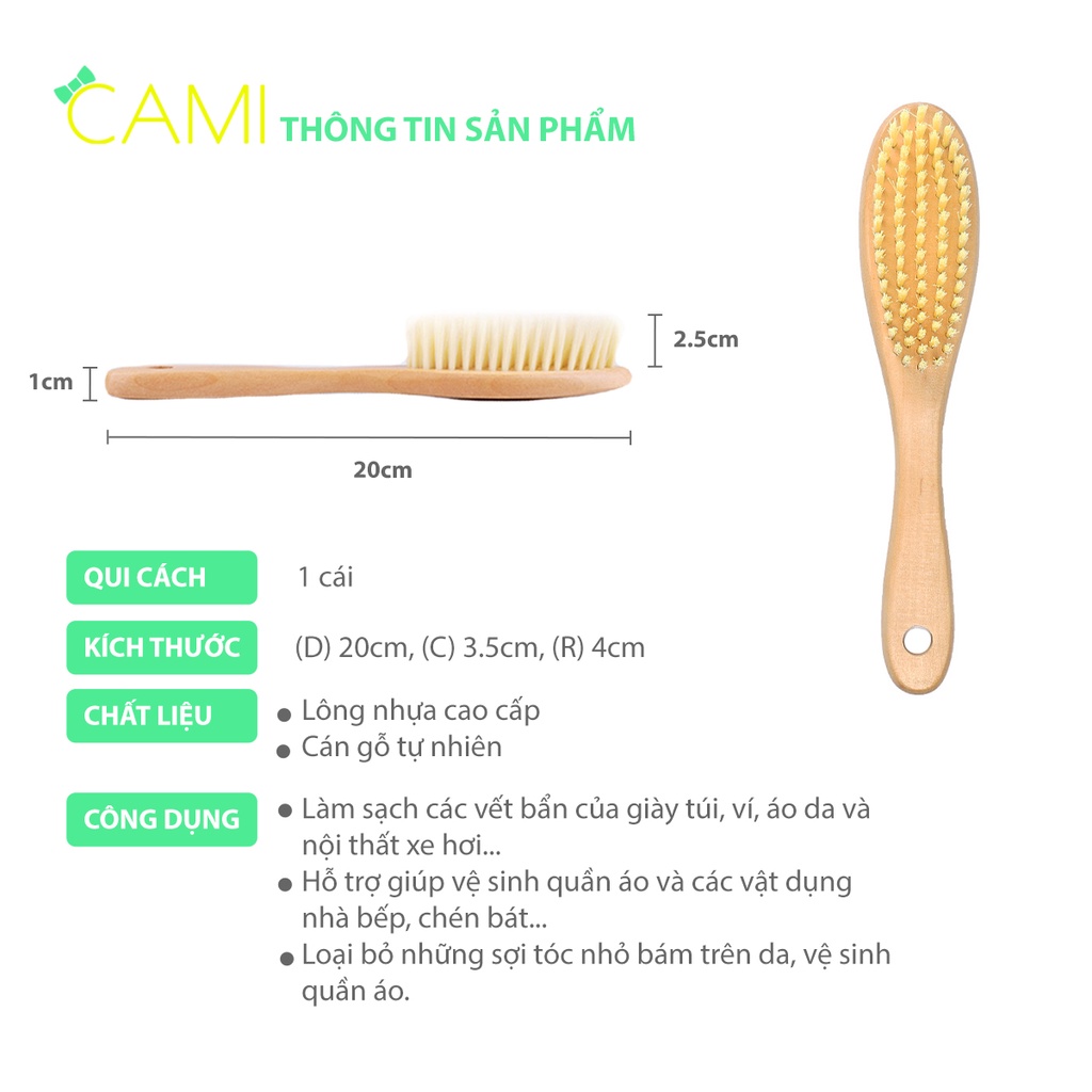Bàn chải cán gỗ chết liệu lông mềm dùng giặt quần áp, hỗ trợ đánh giày - Cami - CMPK252