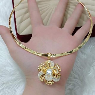 Kiềng cổ nữ kiềng cứng mặt hoa mai cao cấp ma pk01