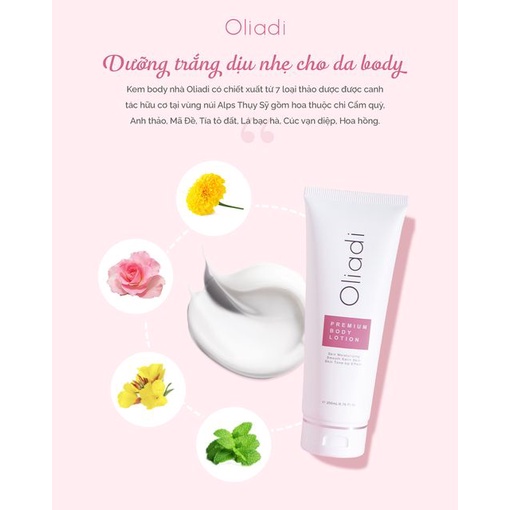 [MUA 2 TẶNG 1] COMBO 2 TUÝP Kem Body Oliadi Dưỡng Trắng Toàn Thân 200ml Chính Hãng - Tặng Gói Tắm Trắng Oliadi