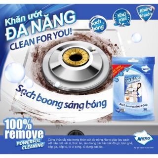 Khăn Ướt Đa Năng NANO Sạch Bóng, Khử Mùi, Kháng Khuẩn Gói 30m