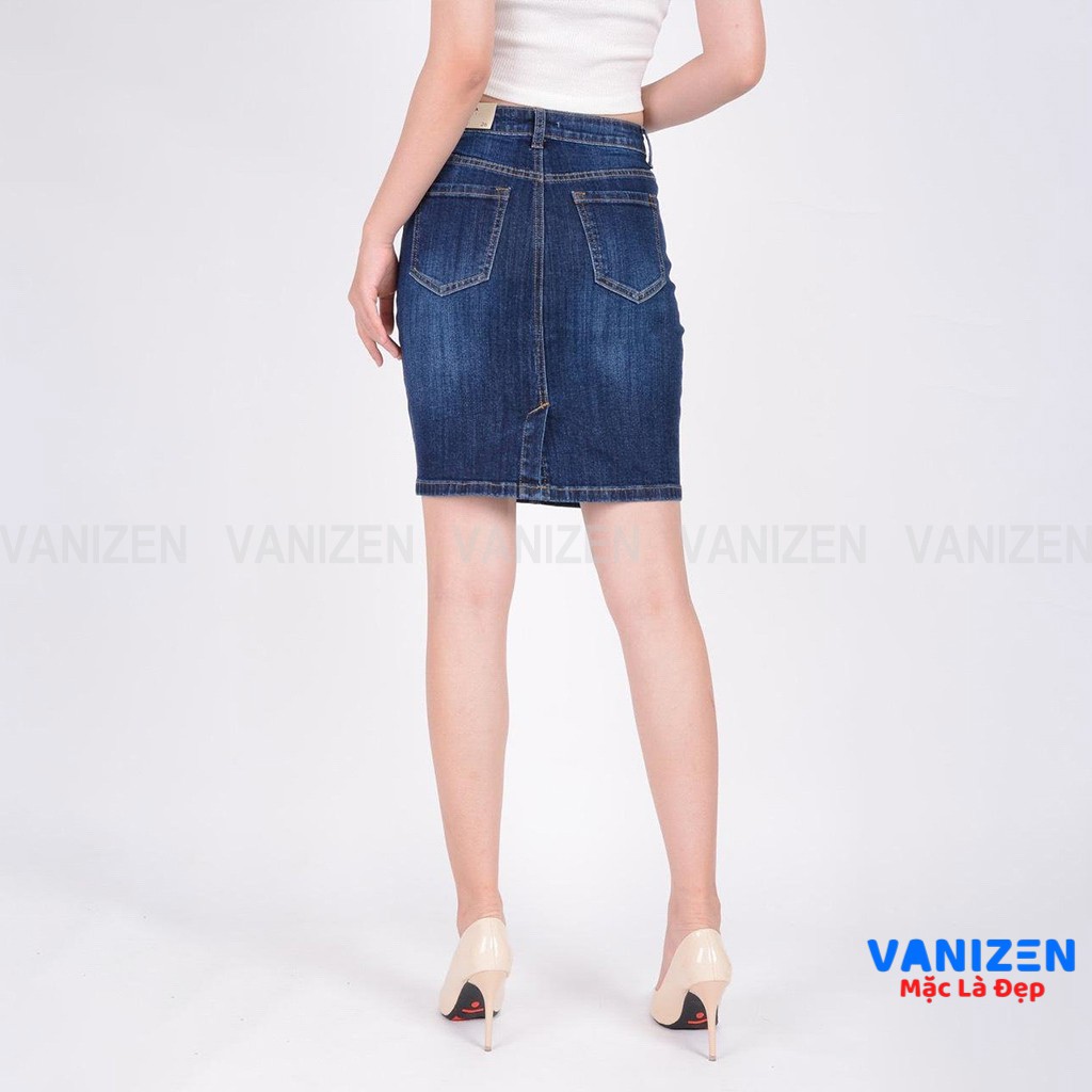 Chân váy bút chì jean nữ đẹp lưng cao trơn hàng hiệu cao cấp mã 360 VANIZEN