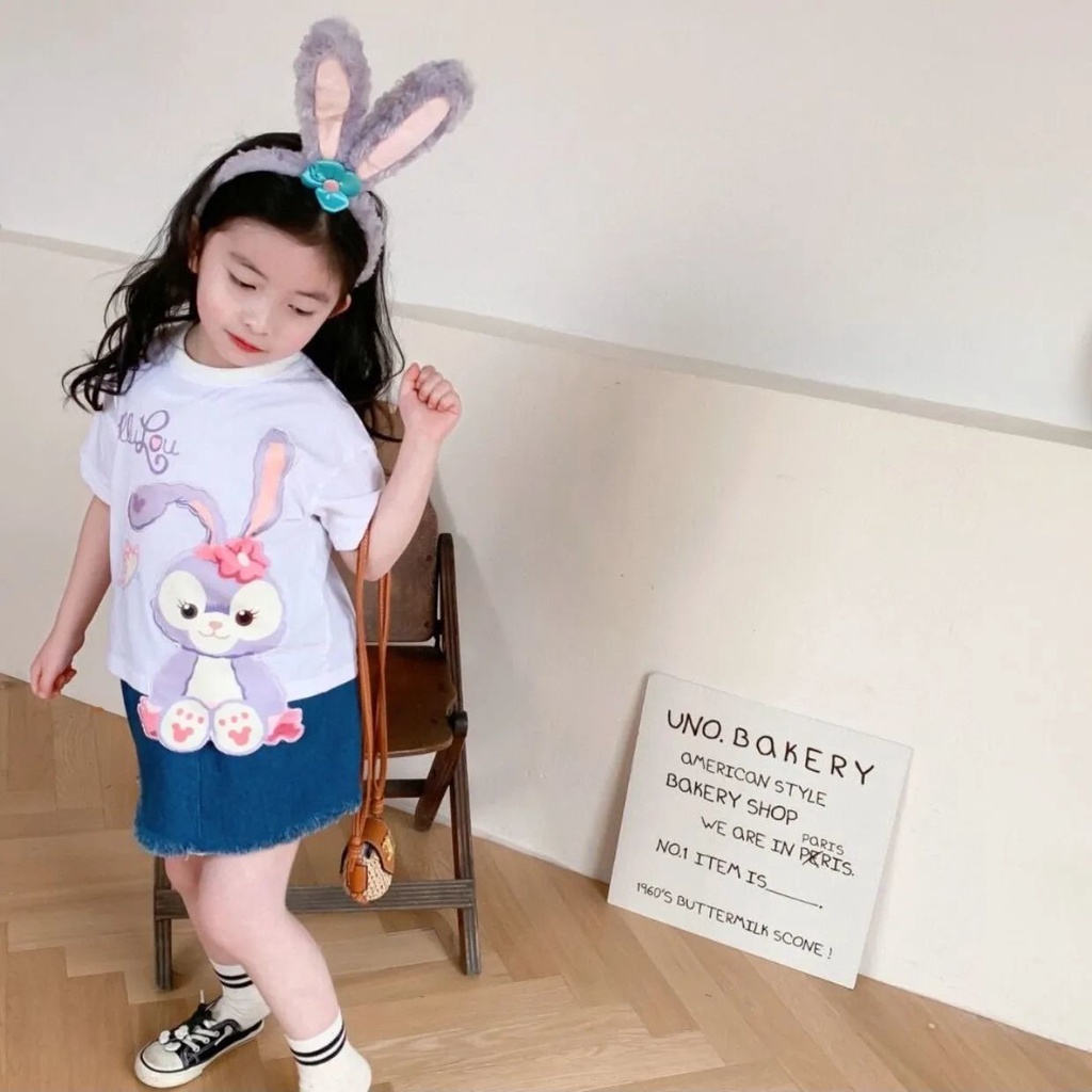 Áo Thun Cotton Tay Ngắn In Họa Tiết Hoạt Hình Thời Trang Mùa Hè Cho Bé Gái