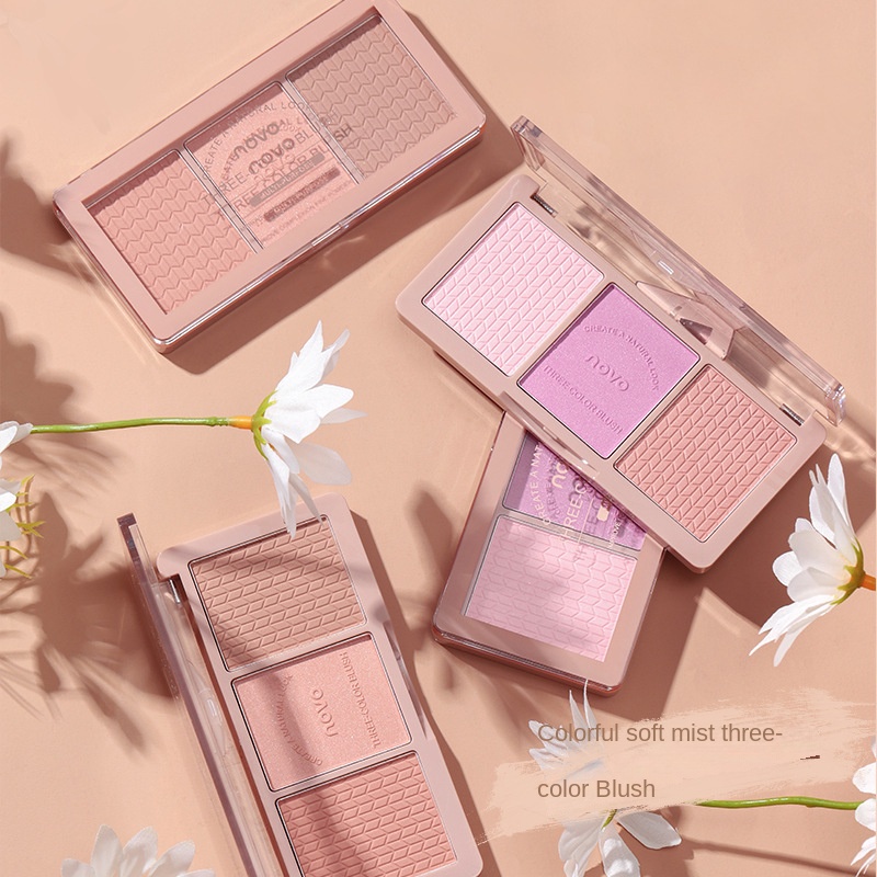 Phấn Má Hồng NOVO Ba Màu Lâu Trôi Chống Thấm Nước Không Cân Bằng Dầu 3 Màu Để Chọn