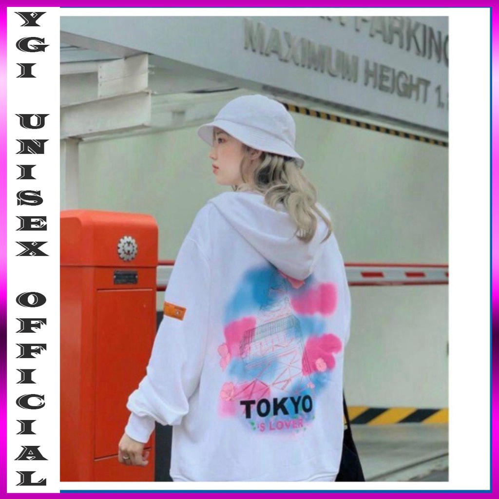SIÊU HOT-- Áo khoác hoodie cặp đôi nam nữ in chữ tokyo love form rộng unisex, chất nỉ dày dặn YGI UNISEX