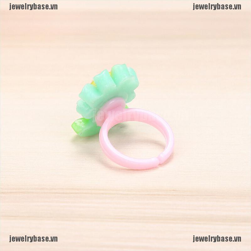 Bộ 10 nhẫn nhựa resin phong cách hoạt hình xinh xắn đáng yêu cho bé gái