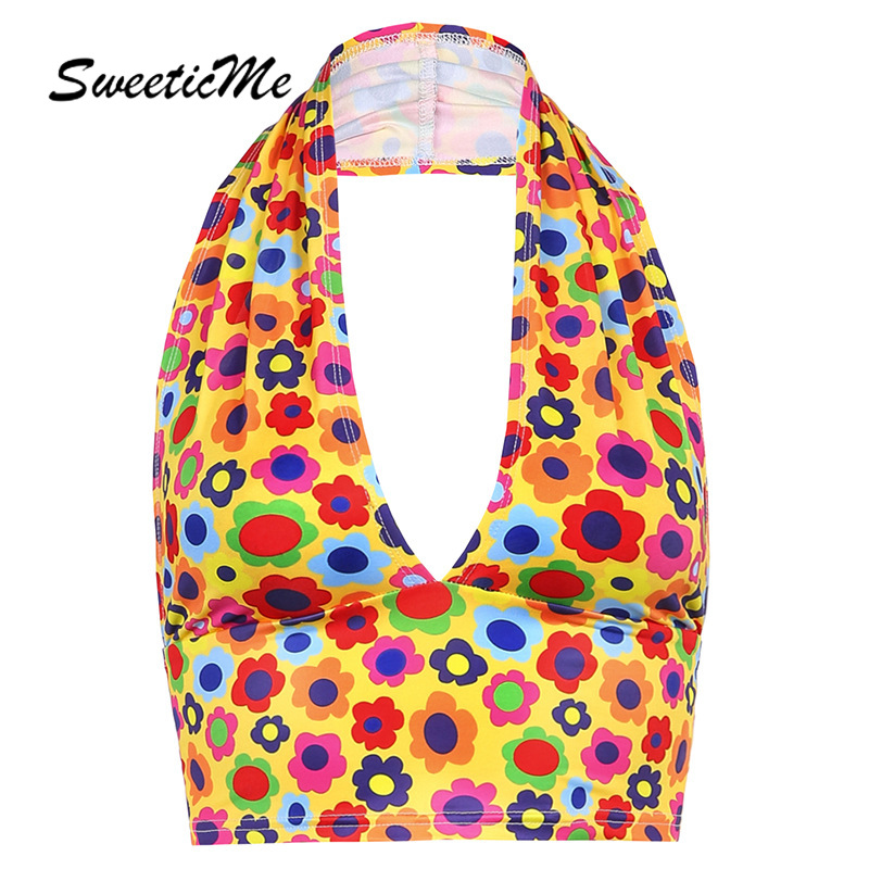 Áo Dây Chéo Sau Lưng In Họa Tiết Hoa Phong Cách Mới Dành Cho Nữ