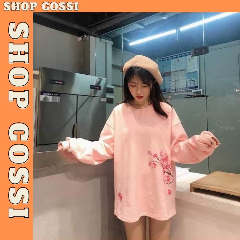 [Mã FAMARAL1 giảm 10K đơn 50K] Áo thun tay dài form rộng ,áo phông dài tay chất cotton dày đẹp in hình hoa anh đào
