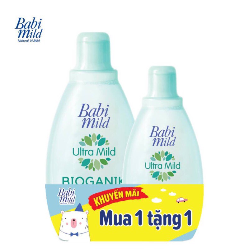 Sữa tắm trẻ em Babi Mild chai 200ml + Tặng 1 Chai 125ml