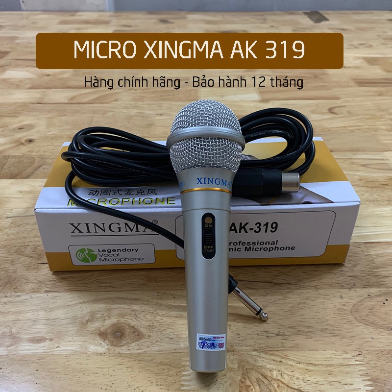 (Lỗi 1 đổi 1) Micro Karaoke Xingma AK319 Có Dây Cáp  Dài 3.5m Chống Hú Tốt Cho Âm Thanh Tuyệt Hảo - BH 12 Tháng