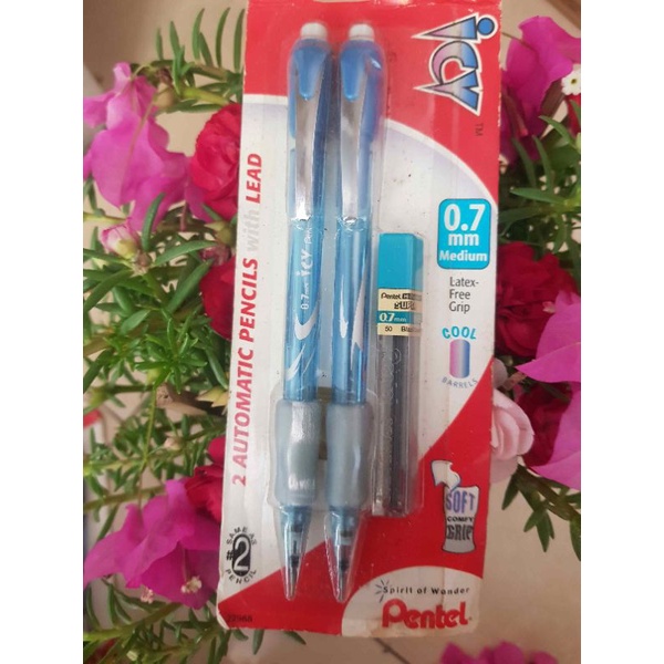 Vỉ 2 cây viết chì bấm Pentel iCY 0.7 tặng kèm ngòi bút