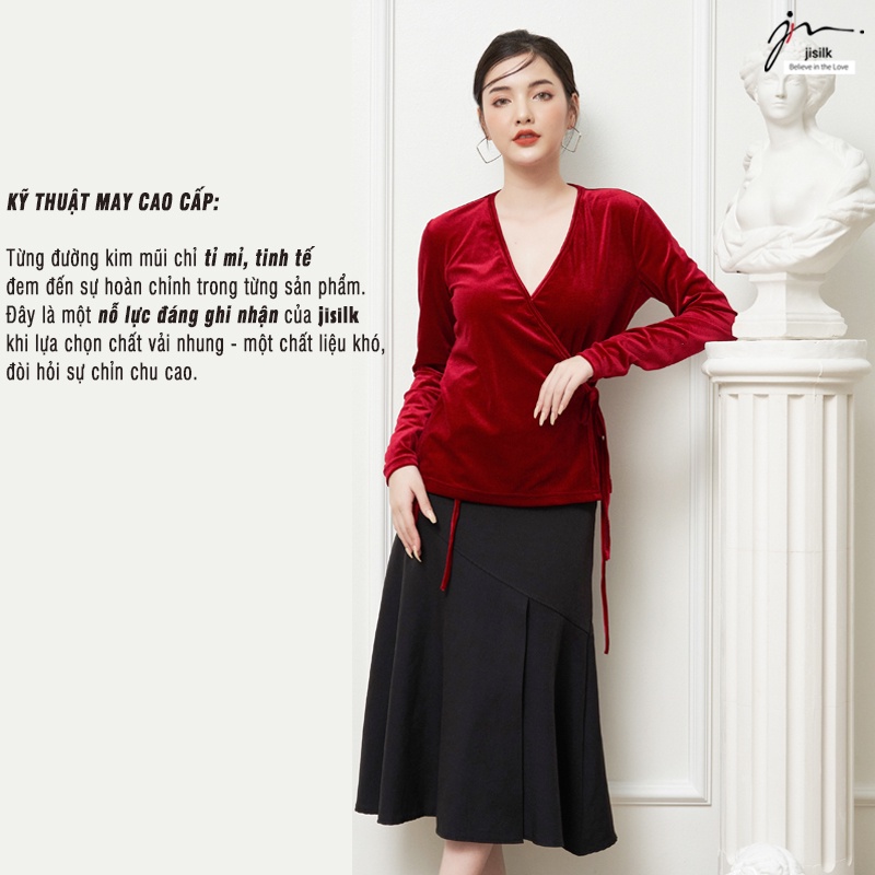 Áo body jisilk nữ dài tay, áo croptop kiểu hàn quốc ôm phối dây chéo vạt kimono N.AK2-02