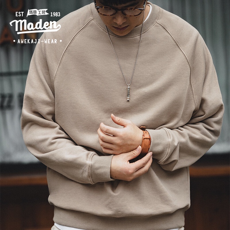 Áo sweater MADEN cổ tròn phong cách retro chất lượng cao cho nam