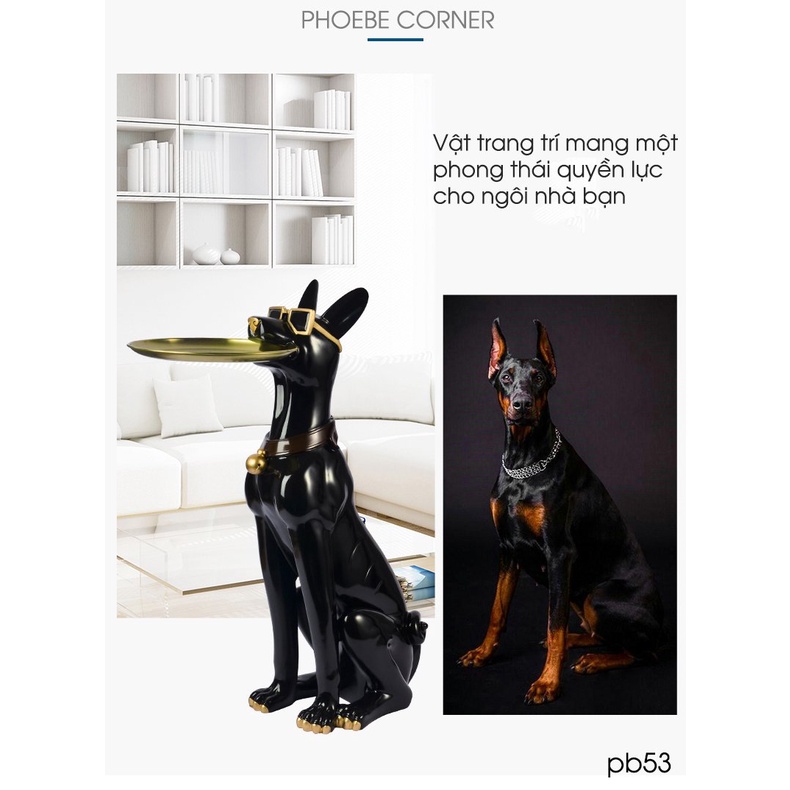 Đồ trang trí đựng đồ phòng khách hình chú chó kèm khay - PB53