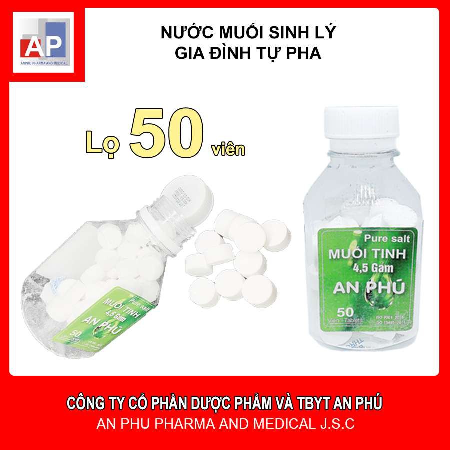 ✔️️️ Muối Sinh Lý Tự Pha An Phú date 2023 (Lọ 50 viên muối tinh) bán buôn ( 50 viên / hộp )