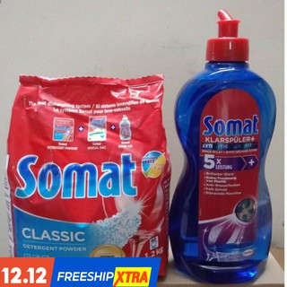 Combo bột rửa chén Somat 1kg2 và nước làm bóng Somat lớn 750ml