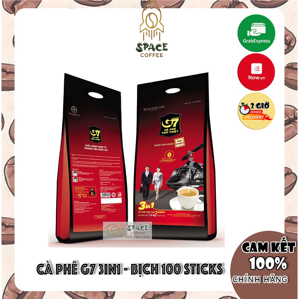 Cà phê hoà tan trung nguyên G7 3in1 - Bịch 100 sticks 16gr