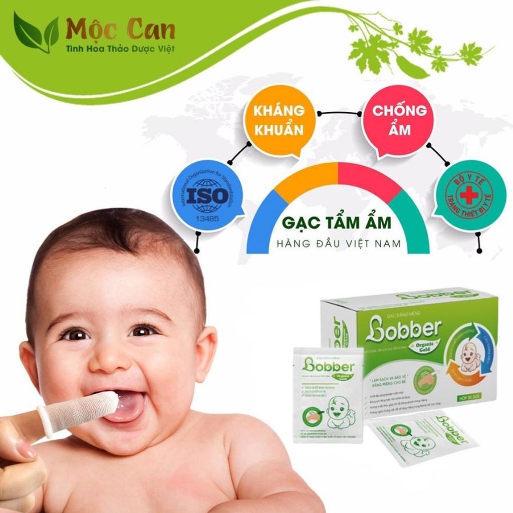 Gạc Rơ Lưỡi cho bé Bobber Mộc Can làm sạch và bảo vệ răng miệng cho trẻ hộp 30 gói
