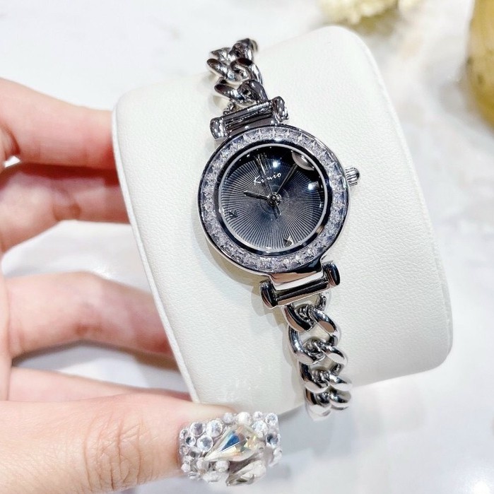 Hàng Cao Cấp -  Đồng hồ nữ KIMOMO 2831 mặt tròn đính đá - Hàng Nhật chính hãng