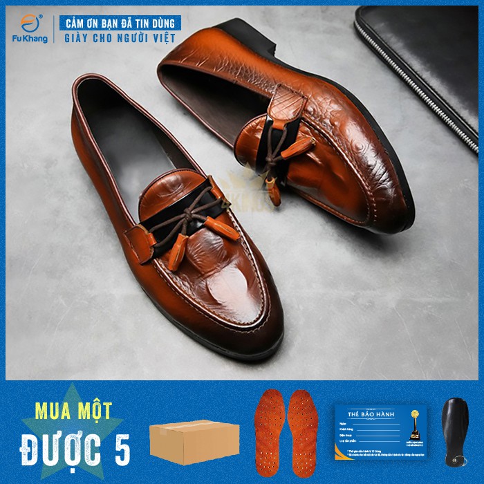 Giày Lười Nam Dập Vân Cá Sấu Nam Đẹp Thời Trang Chính Hãng Fu Khang Màu Đen Mã Sản Phẩm GL11 | BigBuy360 - bigbuy360.vn