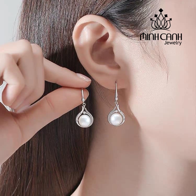 Bông Tai Bạc Dạng Móc Câu Đính Hột To - Minh Canh Jewelry