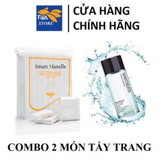 Combo bông tẩy trang 222 miếng cotton pads + nước tẩy trang maycreate 50ml