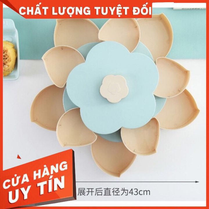 Hộp đựng mứt ,Khay Mứt, Bánh Kẹo Tết Hình Bông Hoa 2 Tầng 10 Cánh, Có Khe Cắm Điện Thoại, Đa Năng Tiện Dụng SALE