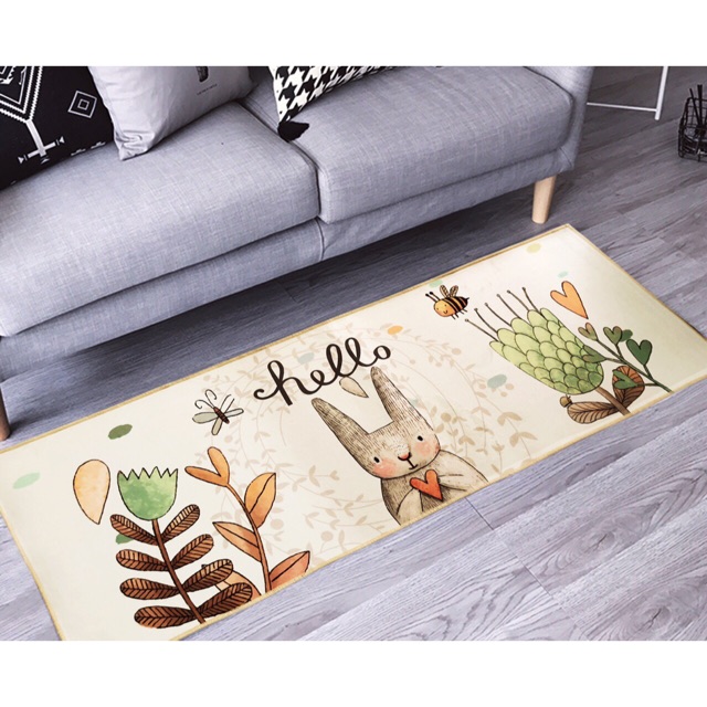 Thảm trải sàn 80x2m lau chùi chân nhà bếp trải chân ghế, chân giường phòng ngủ phòng khách bali nỉ lì gấu dâu hồng Lotso