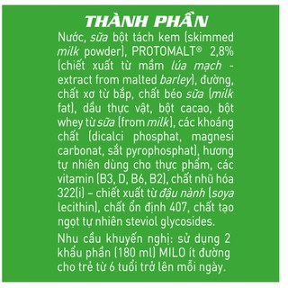 Thức uống lúa mạch Nestle Milo 180ml Lốc 4 hộp