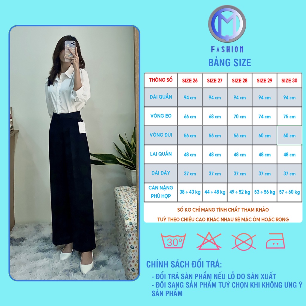 Quần tây nữ ống rộng lưng cao đi học công sở baggy đẹp cao cấp M Fashion QD03