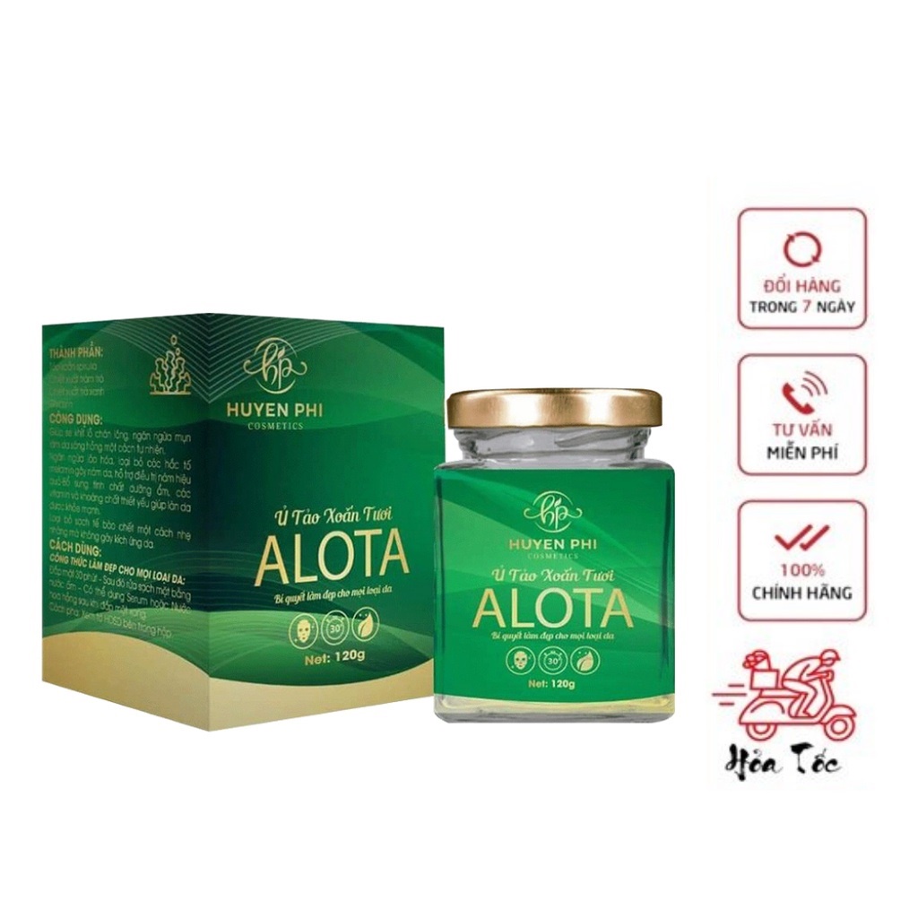 Ủ Tảo Xoắn Tươi ALOTA Huyền Phi Cosmetic - Căng mịn da Sạch lỗ chân lông Chống lão hoá da Cung cấp colagen và giảm thâm