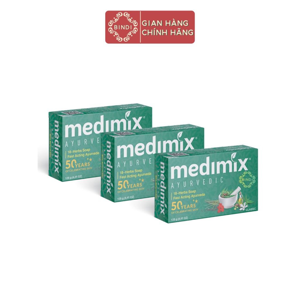 Set 3 Xà Phòng Medimix 18 Loại Thảo dược Ayurveda Tác Động Nhanh 125g/bánh