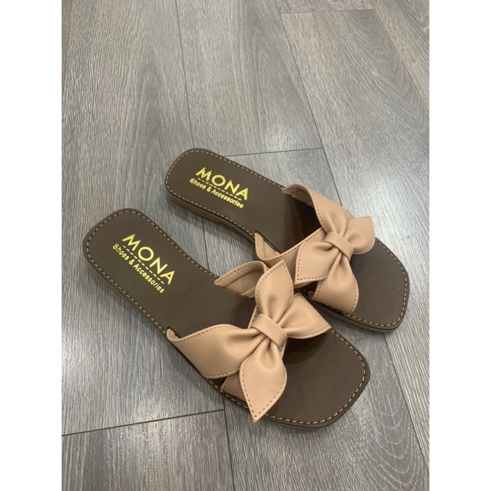 Dép nơ MONA quai chéo da lì cực xinh- X092