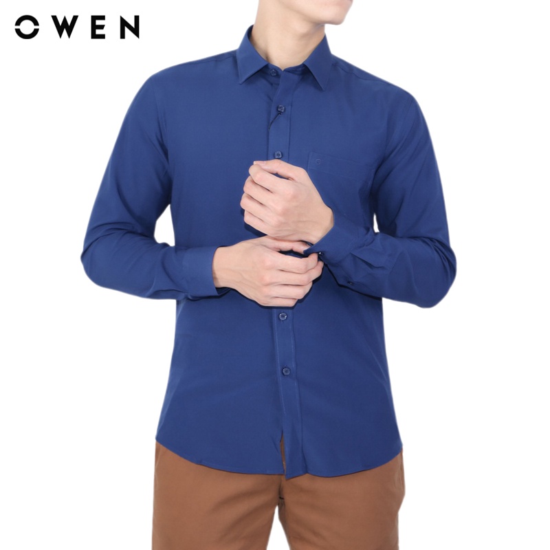 Áo sơ mi dài tay nam Owen Nano Regular Fit Xanh - AR22299DT