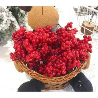 Phụ kiện trang trí noel trang trí cây thông CHÙM QUẢ ĐỎ, TRẮNG A11