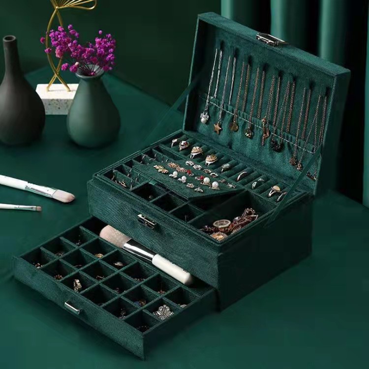 Hộp Đựng Trang Sức Sức Chứa Lớn Chống Bụi Nhiều Tầng Tiện Dụng