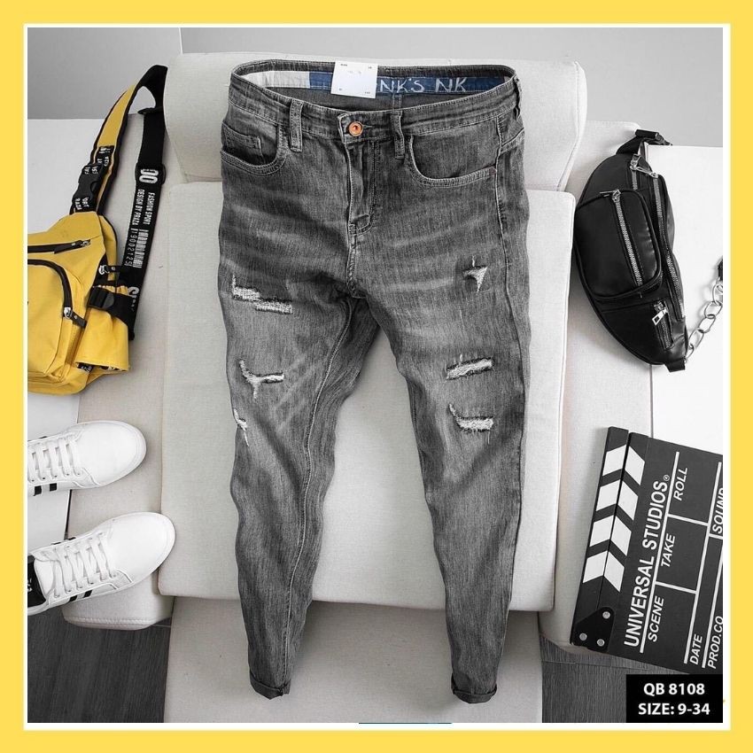 Quần jean nam cao cấp đẹp giá rẻ,quần bò màu xám rách xước TAKA 78 | BigBuy360 - bigbuy360.vn