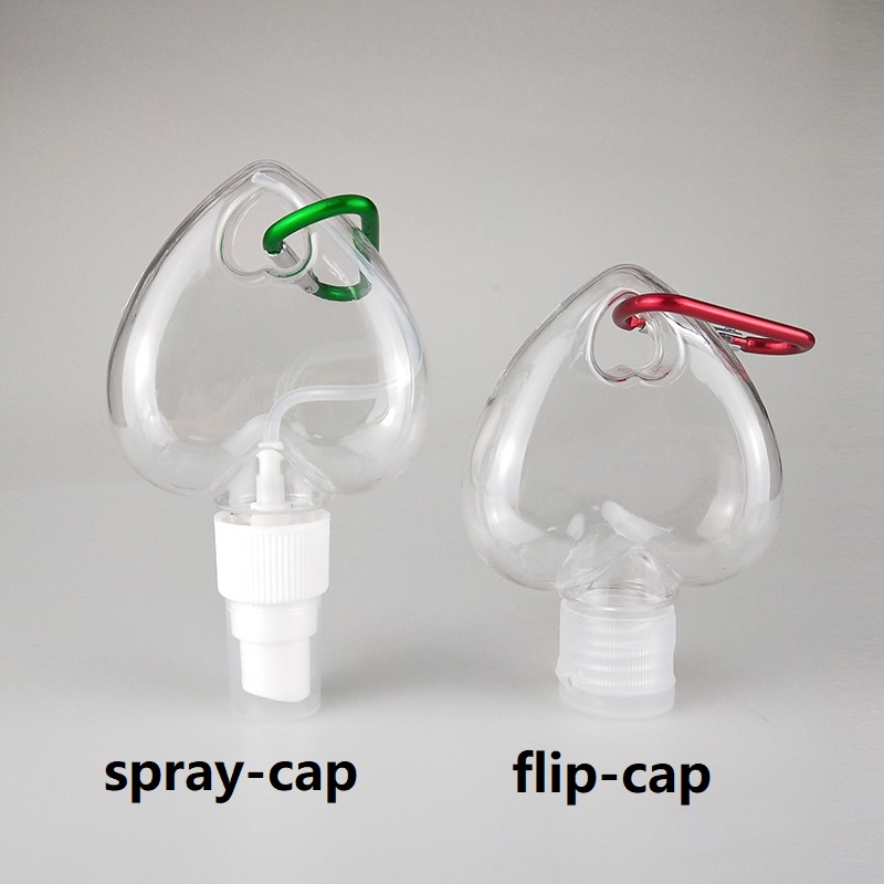 Bình Đựng Nước Rửa Tay Hình Trái Tim Kèm Móc Khóa Sử Dụng Khi Đi Du Lịch