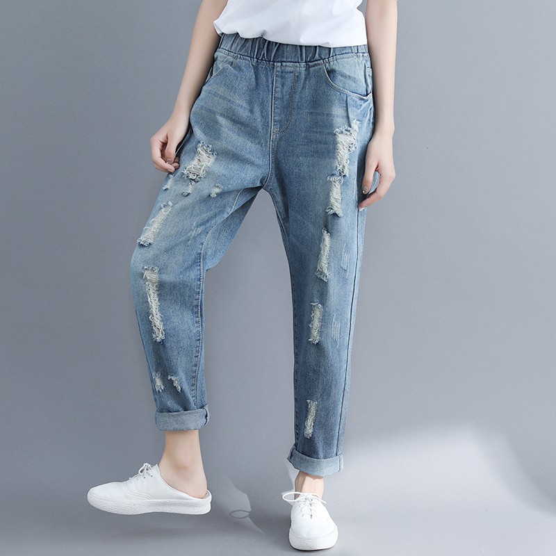 B111 Quần bò bigsize mài rách thời trang