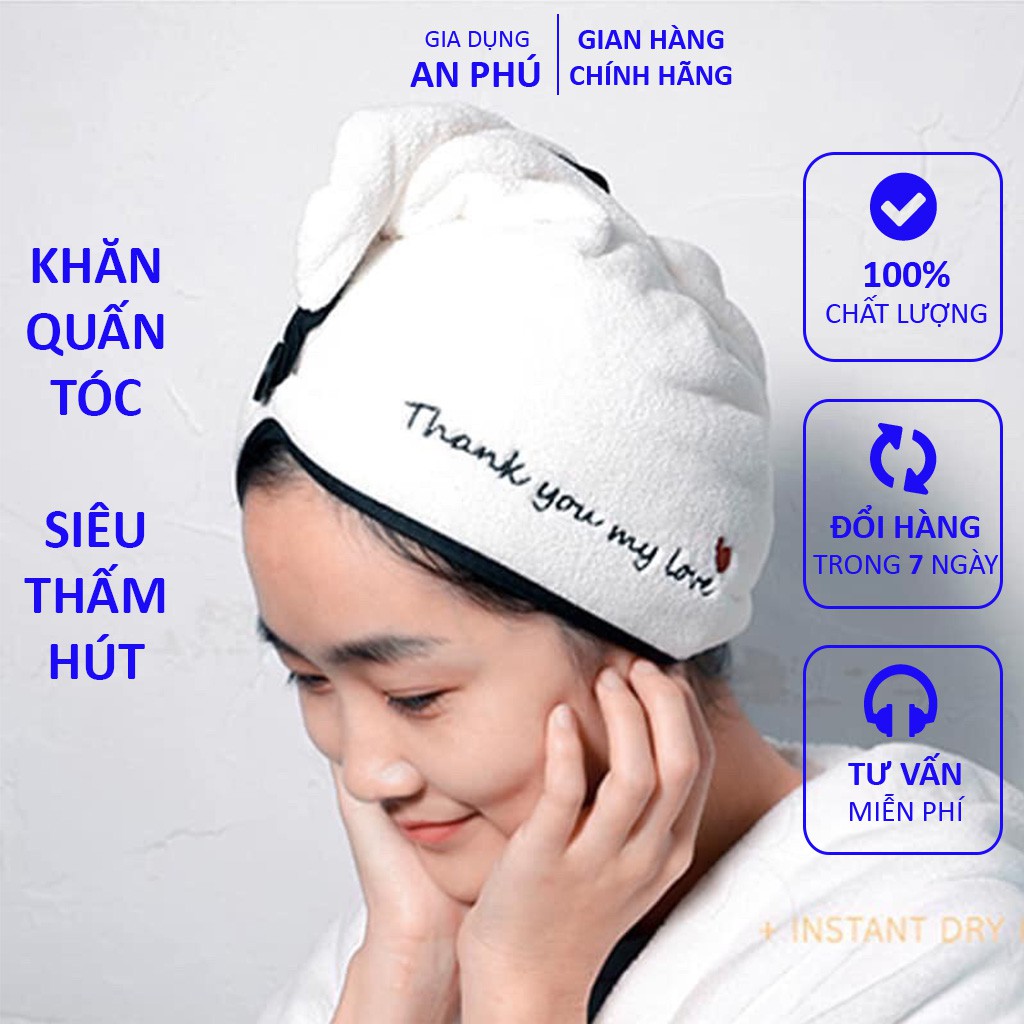 Khăn quấn đầu làm khô tóc siêu thấm nước, siêu mịn cực HOT cho chị em