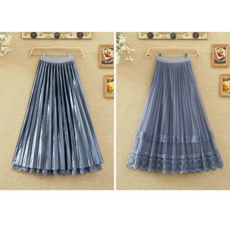 [ Mã FADIRECT20 giảm 20K đơn 150K] Chân váy ren giập ly mặc được 2 mặt | BigBuy360 - bigbuy360.vn