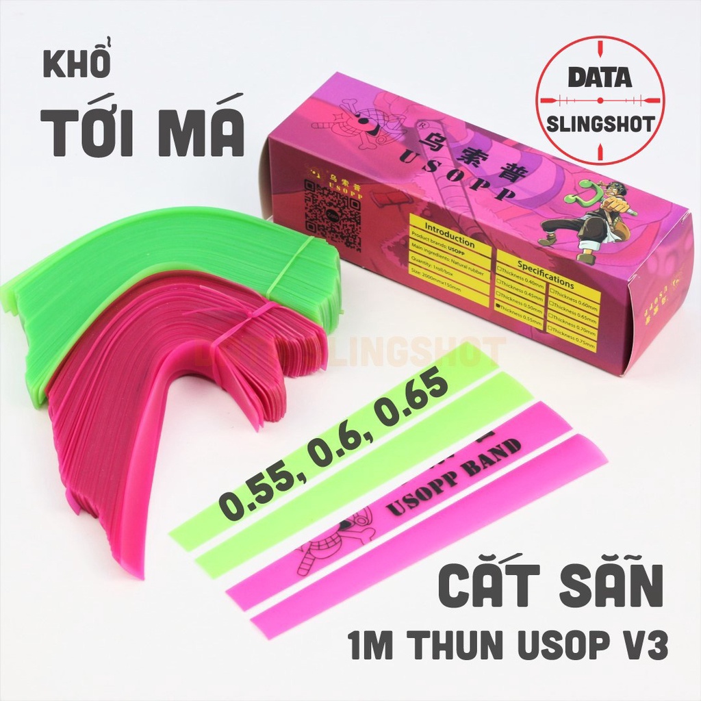 1M Dây Thun Usopp V3 0.55 0.6 0.65mm Cắt Sẵn Khổ Tới Má Theo Yêu Cầu Dùng Cho Ná Cao Su Thể Thao - DATA SlingShot