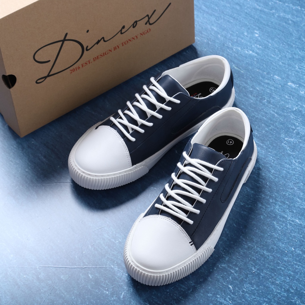 Giày Sneaker Da Nam DINCOX GD07 Thời Trang Navy/White