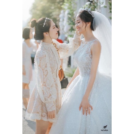 Váy ren tiểu thư, đầm đi ăn cưới tiệc, du lịch hai dáng dài ngắn hàng loại 1 Aimee closet
