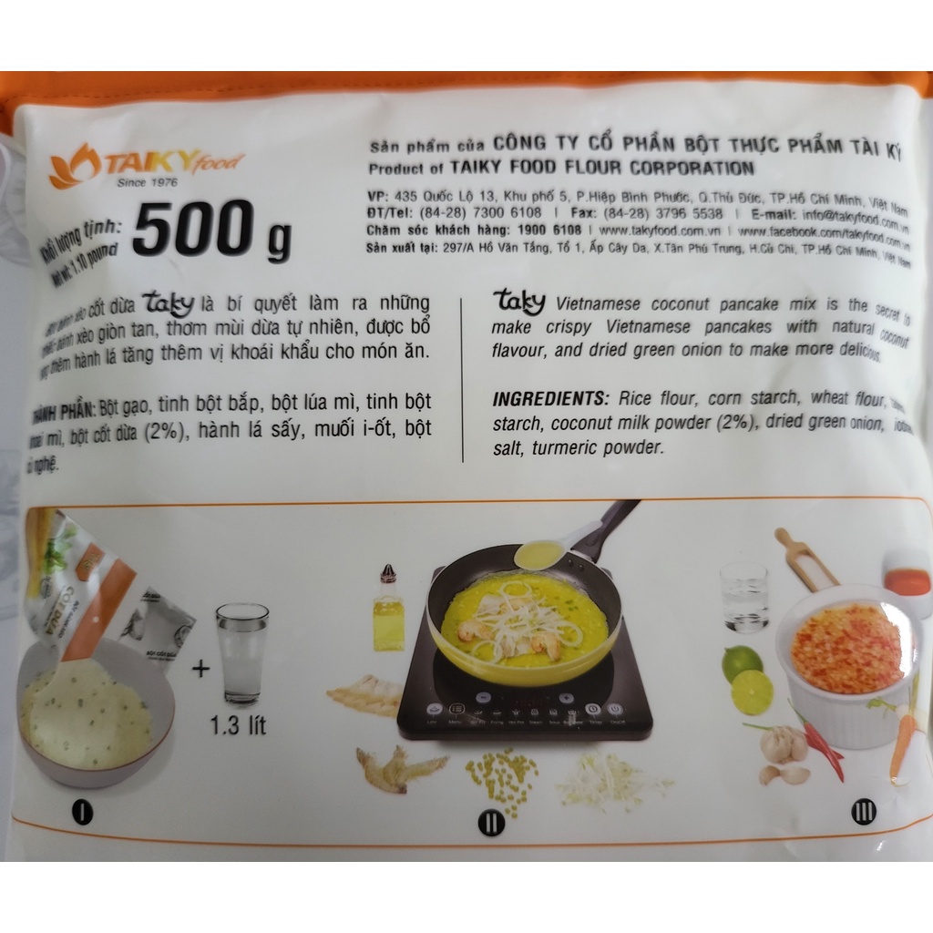 [Túi 500g] BỘT BÁNH XÈO CỐT DỪA [VN] TÀI KÝ Vietnamese Coconut Pancake mix (halal)