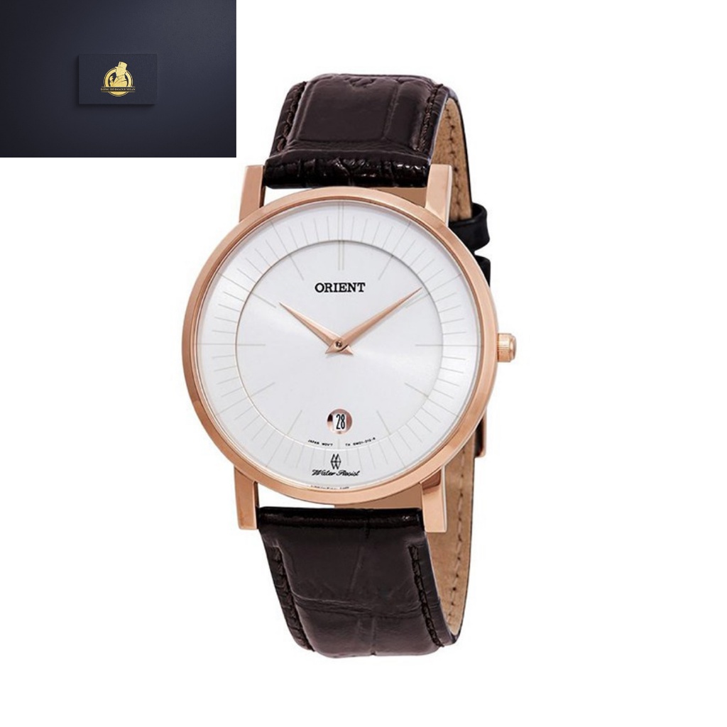 Đồng Hồ Nam Orient FGW0100CW0 Dây Da Nâu Mặt Trắng, Kính Saphire Chống Trầy, Chống Nước, Size 40mm Tặng Box Thép