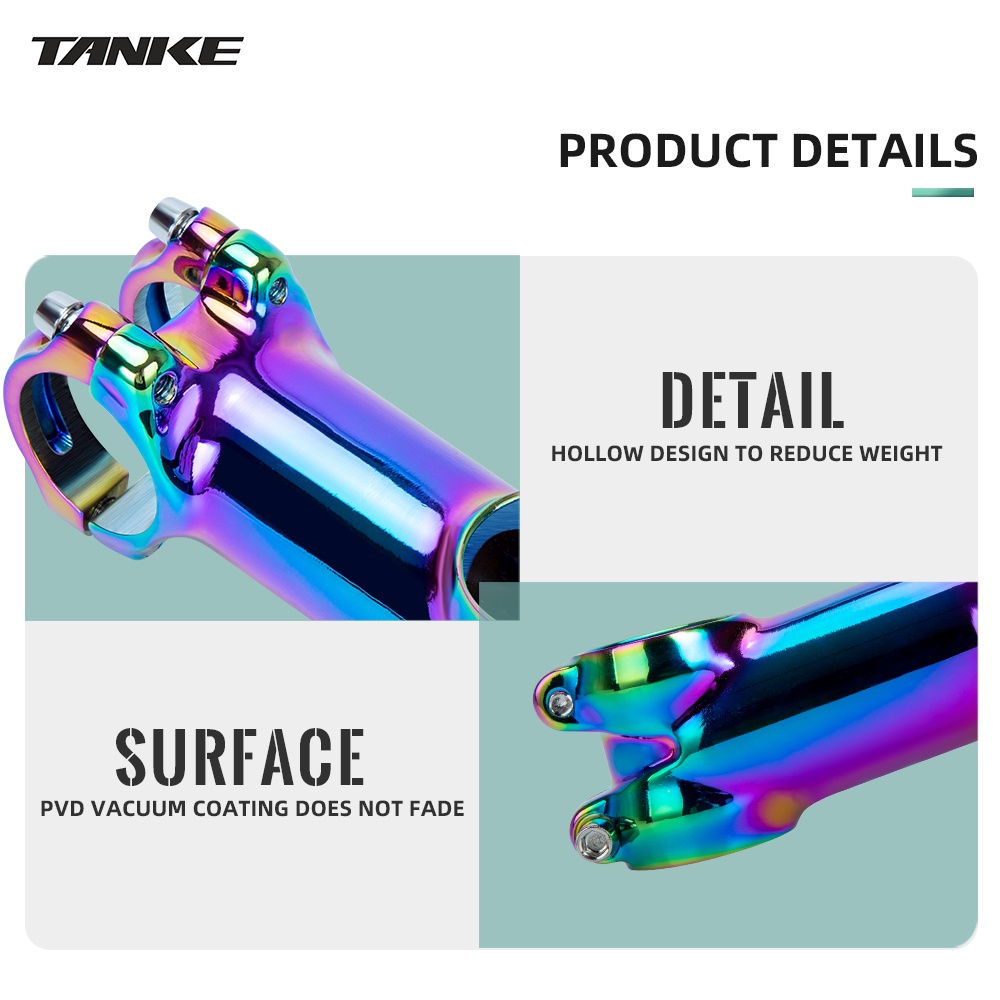 Pô tăng xe đạp TANKE MTB đánh bóng thân 7° 17° thích hợp thanh tay lái 31.8mm 60 70 80 90 mm chất lượng cao