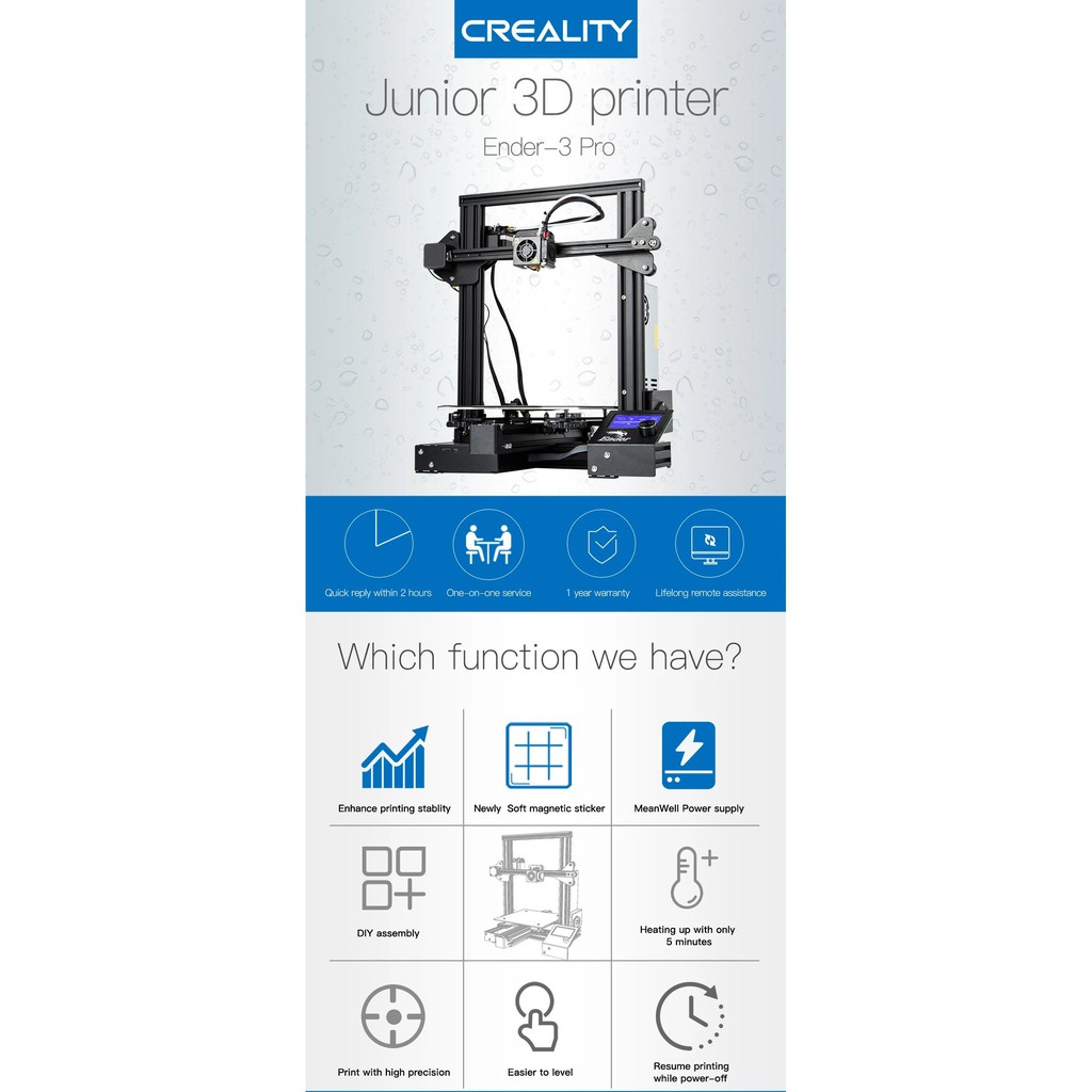 Máy in 3D Creality Ender 3 PRO khổ in 22*22*25cm