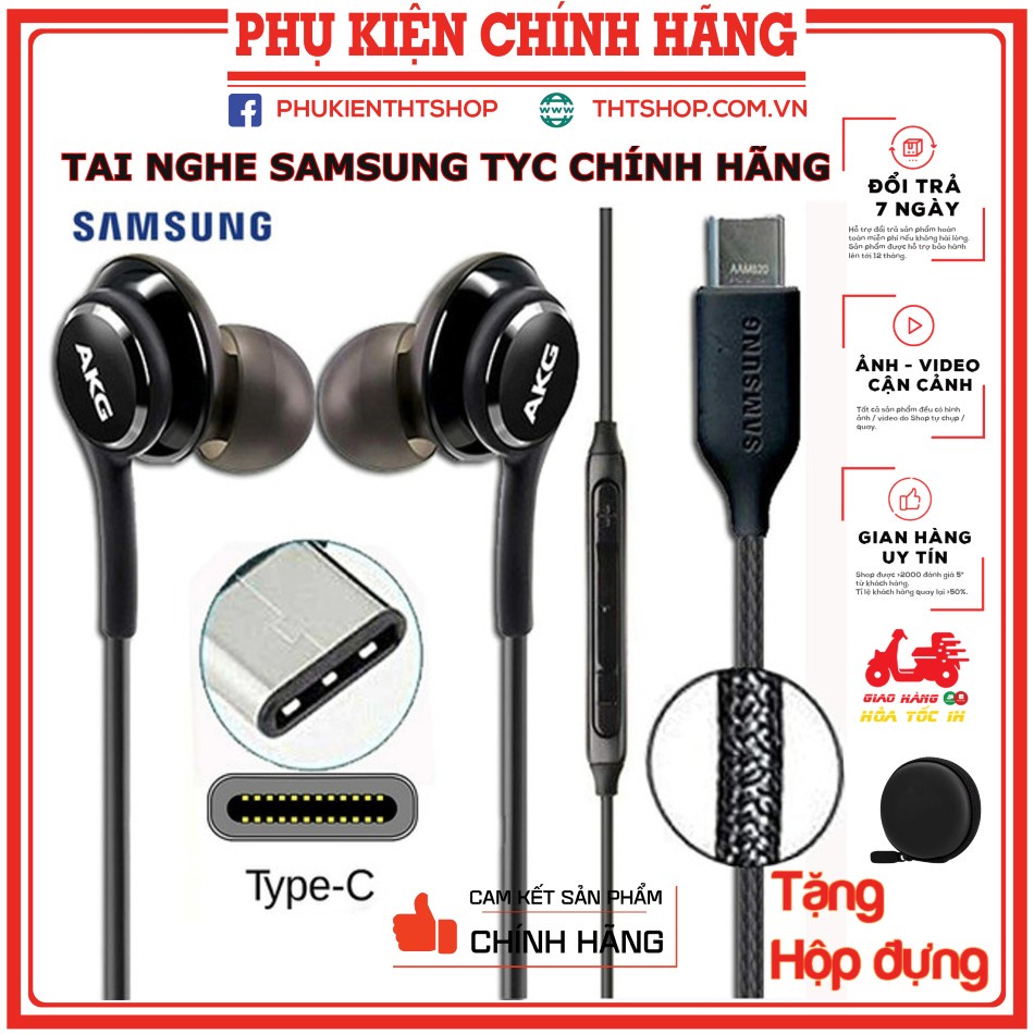 Tai nghe có dây Samsung AKG Type C Note 10 Note 20 S21 chính hãng, tai phone nhét tai gaming BH 12 Tháng TOHOTO
