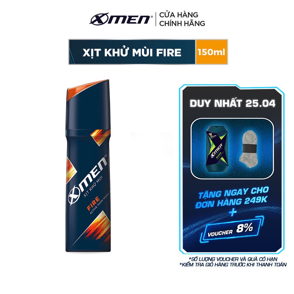 [Mã COSMEN giảm 8% đơn 250K] Xịt khử mùi X-men Fire 150ml